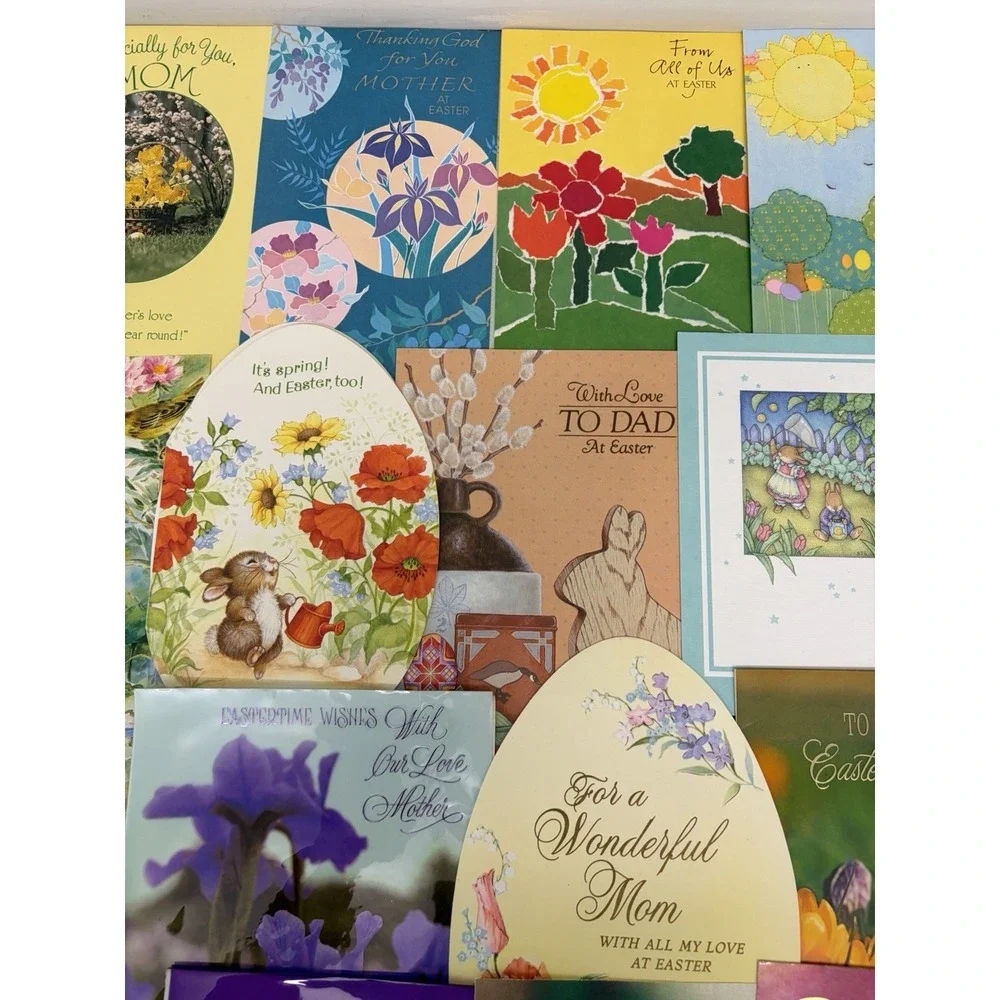 Vintage Easter Greeting Cards Fronts ONLY Scrapbooking Crafts Lot of 50+ Bunnies